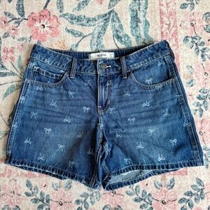 Hollister Low-Rise Bow Pattern Baggy Denim Shorts US 4